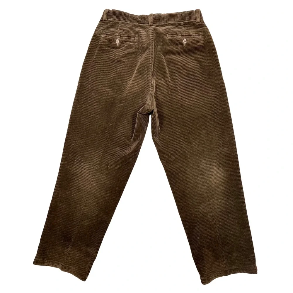 Vtg Polo Ralph Lauren Brown Andrew Pleated Corduroy Pants Mens 33x30
